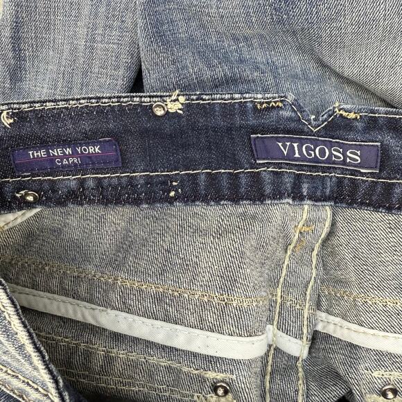 Vigoss Jeans Women's 3x21 Blue The York Capri Leather Studded Embellished - Picture 7 of 14